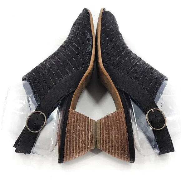 PAUL GREEN Cheri Black Nubuck Leather Slingback Sandals Heel - Picture 7 of 13